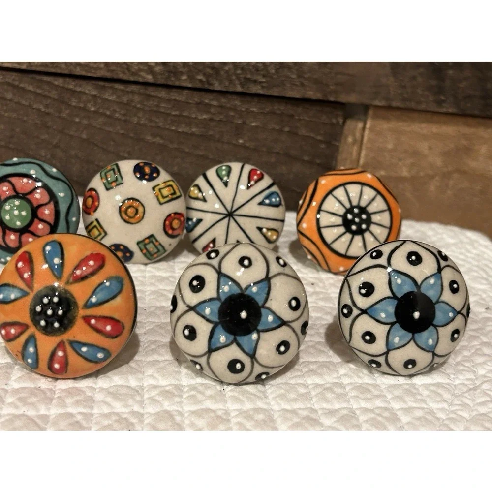 Drawer‎ Pulls Knobs Boho Vibe Hand Painted 7